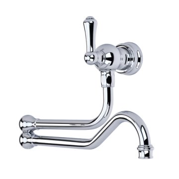 Wall-mounted pot filler tap with country style metal lever handle