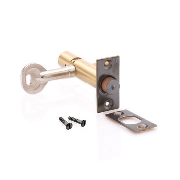 Rack bolt with key and escutcheon