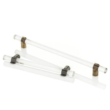 Snug glass cabinet handle with solid brass stems