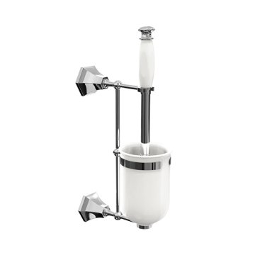 Deco wall-mounted toilet brush with porcelain brush holder