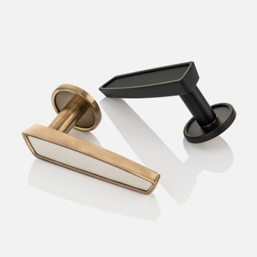 Mount solid brass door lever handle with round rose