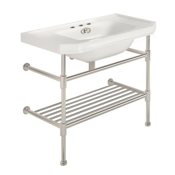 Hand basin 920W x 555D on basin stand with shelf