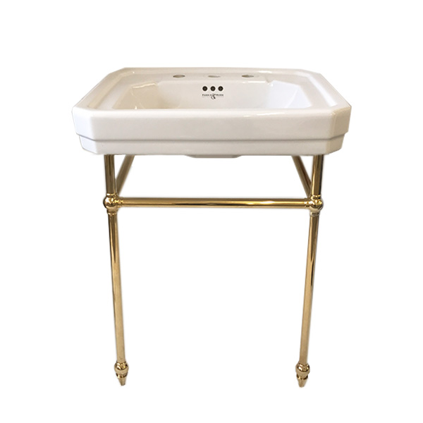 Perrin & Rowe - Art Deco 630mm basin & basin stand with pointed feet in gold