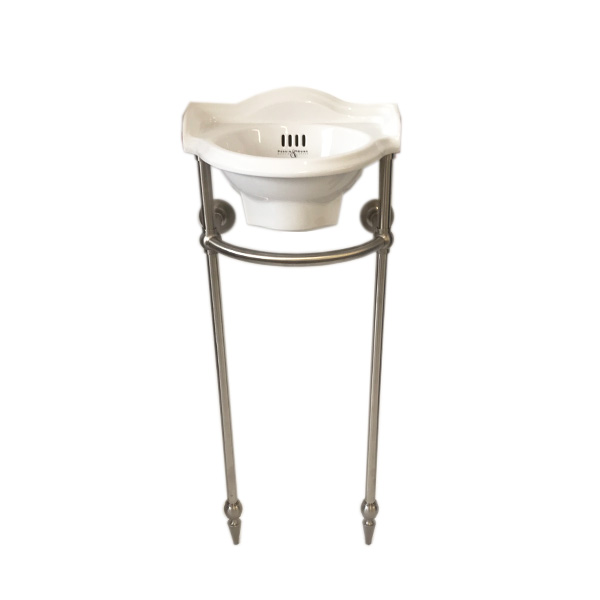 Perrin & Rowe - Edwardian 410mm basin & basin stand with pointed feet in pewter