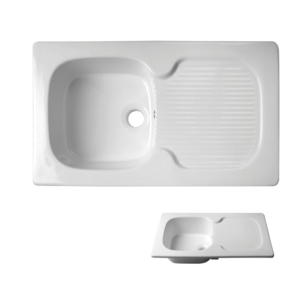 Acquello – Top mounted white fireclay sink & drainage tray 860 x 550mm with waste