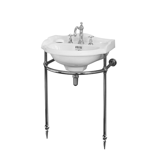 Perrin & Rowe - Edwardian 520mm basin & basin stand with ornate pointed feet in chrome