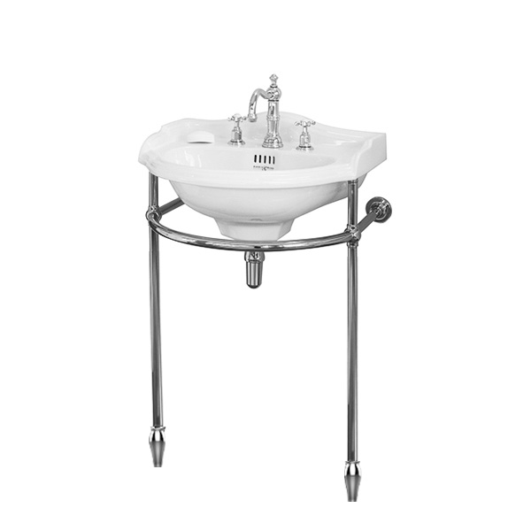 Perrin & Rowe - Edwardian 520mm basin & basin stand with tapered feet in nickel