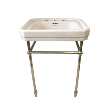Perrin & Rowe - Art Deco 630mm basin & basin stand with tapered feet in nickel