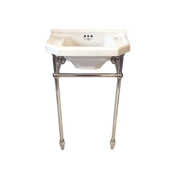 Perrin & Rowe - Art Deco 525mm basin & basin stand with tapered feet in nickel