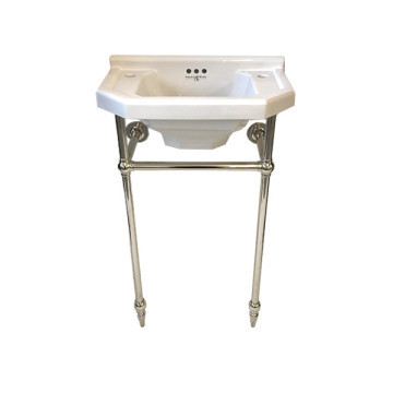 Perrin & Rowe - Art Deco 525mm basin & basin stand with pointed feet in nickel
