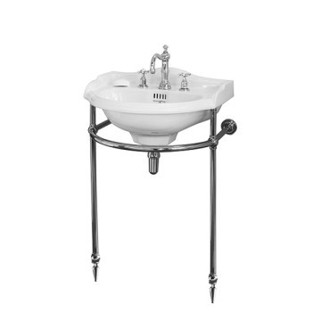 Perrin & Rowe - Edwardian 510mm basin & basin stand with ornate pointed feet in pewter