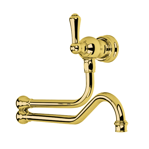 Wall-mounted pot filler tap with country style metal lever handle