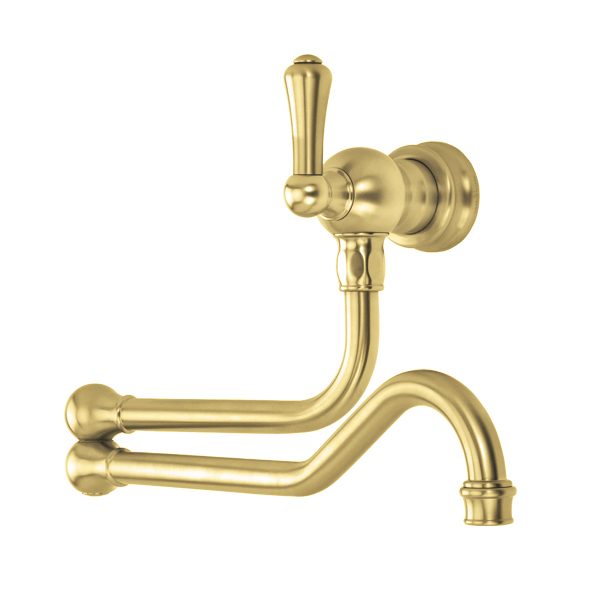 Wall-mounted pot filler tap with country style metal lever handle