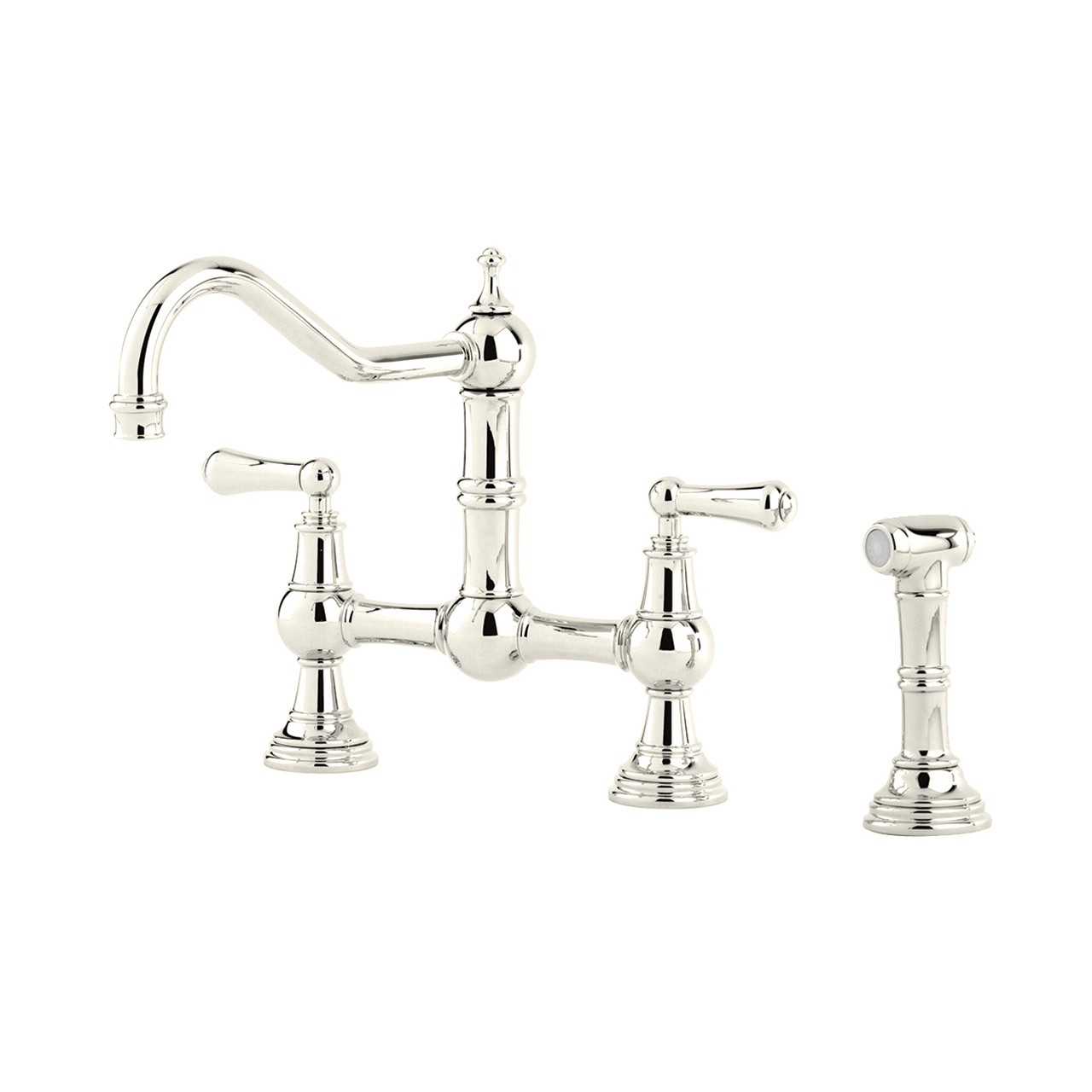 Provence country 2 hole sink mixer with metal levers & spray rinse