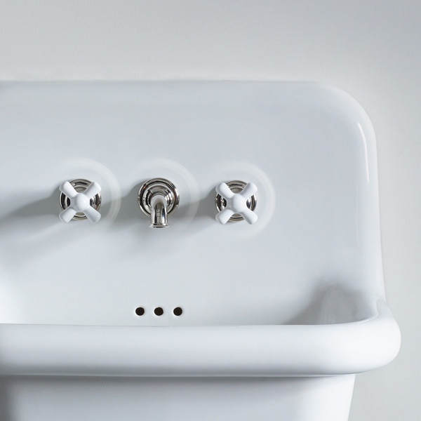 Rockwell wall hung basin mixer with 165mm spout & metal/coloured crosshead taps