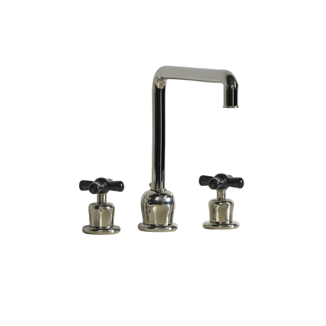 Rockwell 3 hole kitchen mixer with metal/coloured crosshead taps