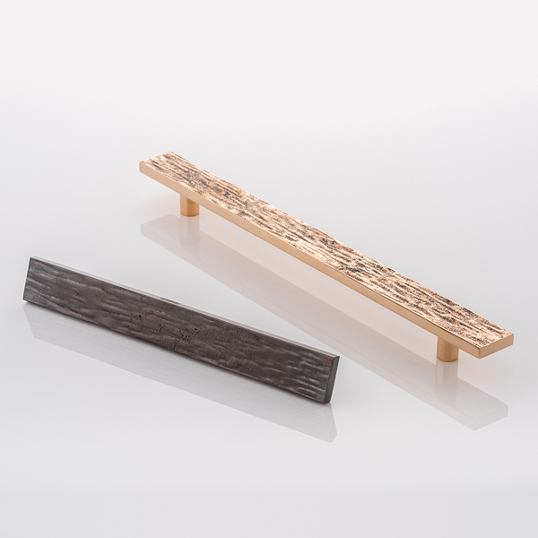 Molten texture solid bronze cabinet handle