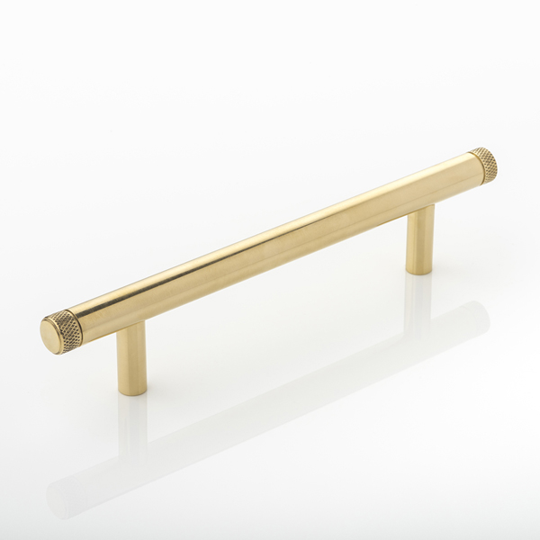 Ripley solid brass cabinet handle with diamond knurl
