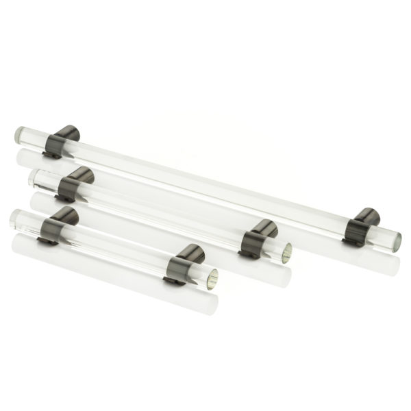 Snug glass cabinet handle with solid brass stems