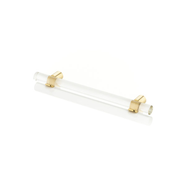 Snug glass cabinet handle with solid brass stems