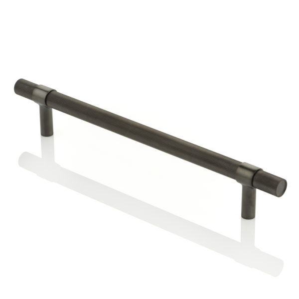 Montgomery solid brass cabinet handle with linear knurl