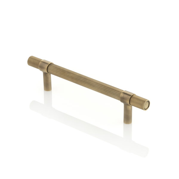 Montgomery solid brass cabinet handle with linear knurl