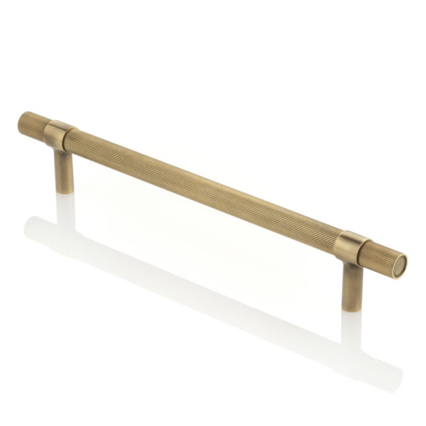 Montgomery solid brass cabinet handle with linear knurl