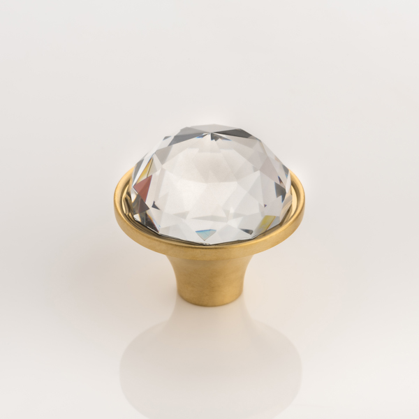 Portia solid brass & faceted glass cabinet pull