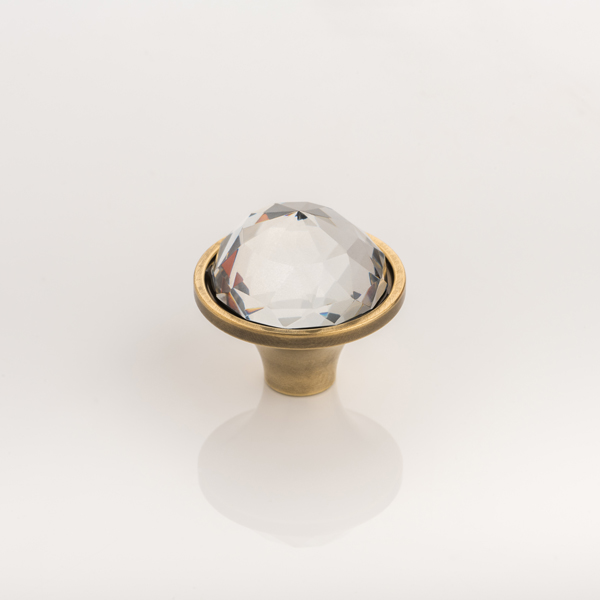 Portia solid brass & faceted glass cabinet pull