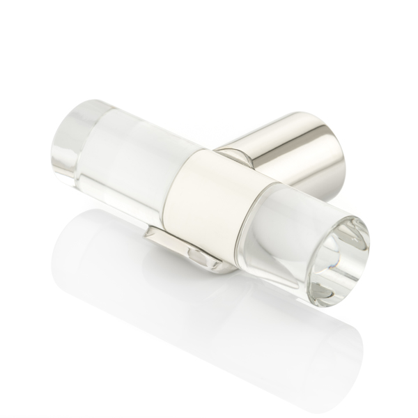 Snug T-Bar Solid Brass & Glass Cabinet Pull