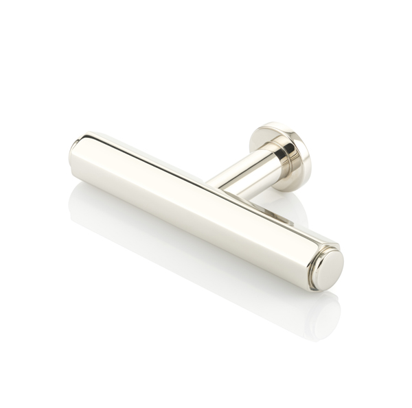 Theodore solid brass T-bar cabinet pull with round rose