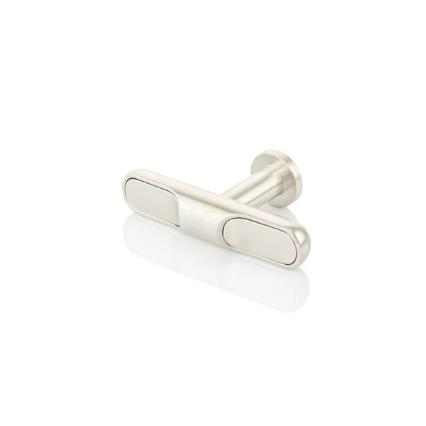 Contour solid brass T-bar cabinet pull with inlay