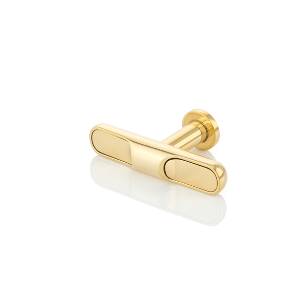 Contour solid brass T-bar cabinet pull with inlay
