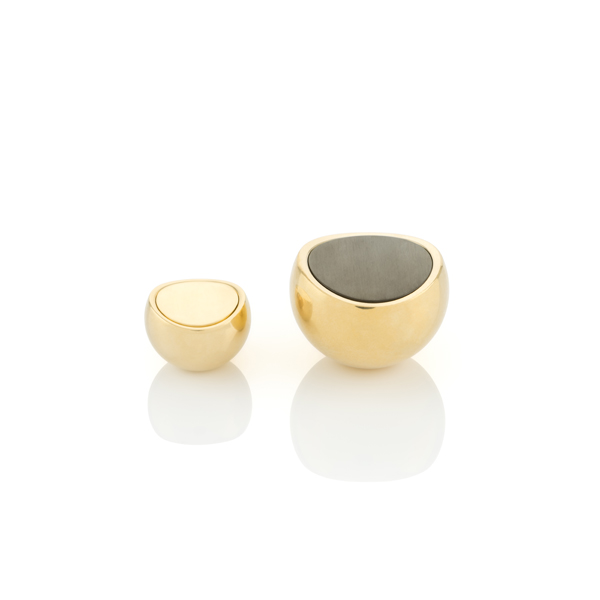 Contour solid brass cabinet pull with inlay