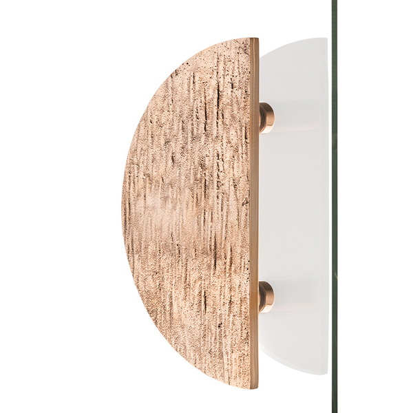 Molten texture solid bronze half moon door pull