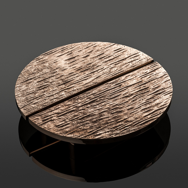 Molten texture solid bronze half moon door pull