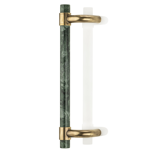 Collett cranked solid brass & marble door pull