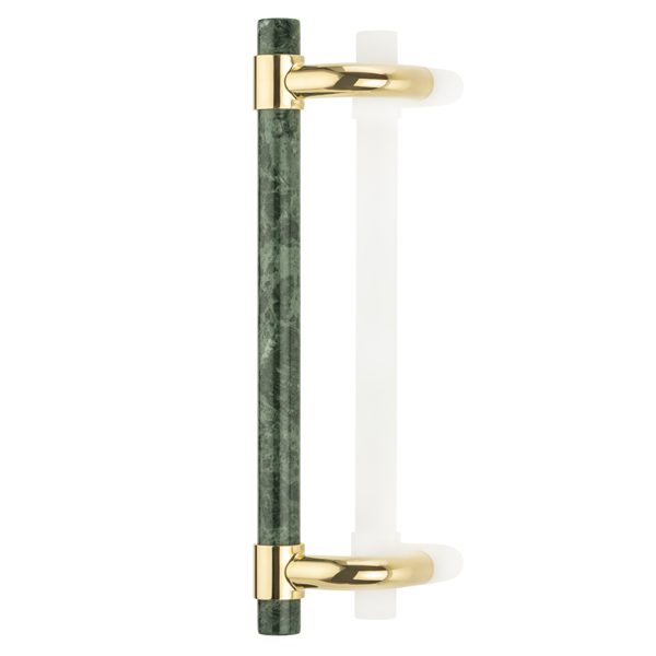 Collett cranked solid brass & marble door pull