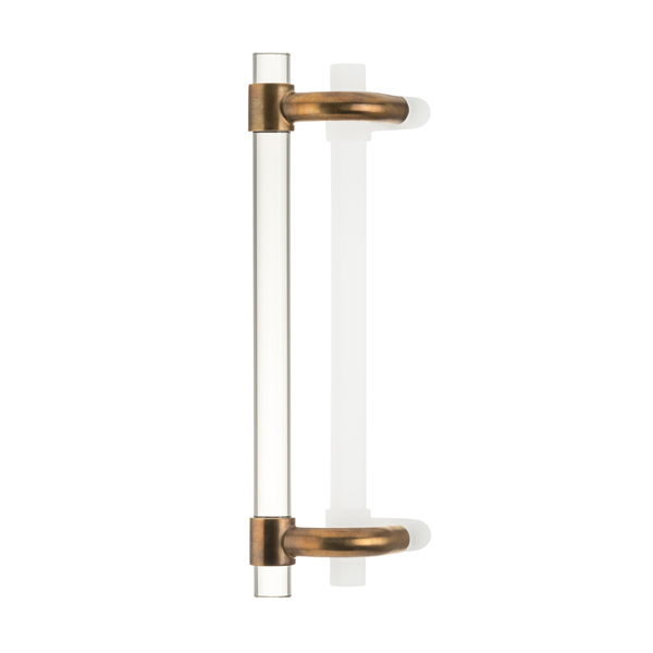 Collett cranked solid brass & glass door pull