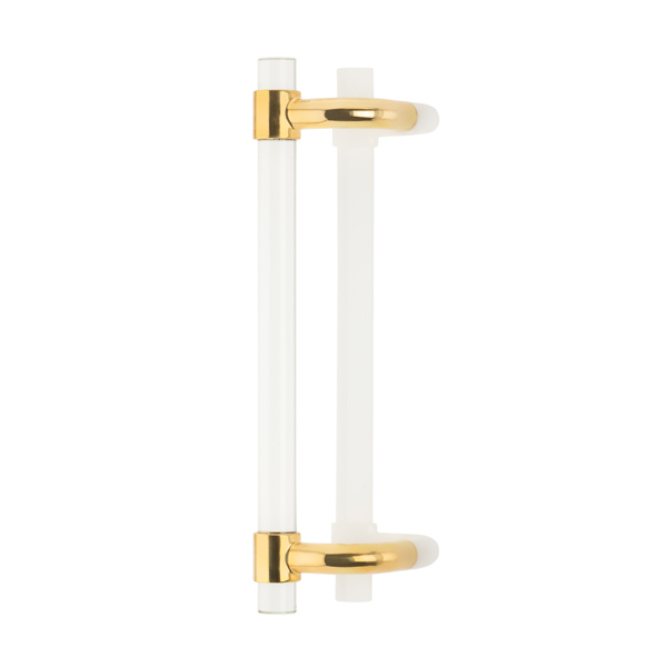 Collett cranked solid brass & glass door pull