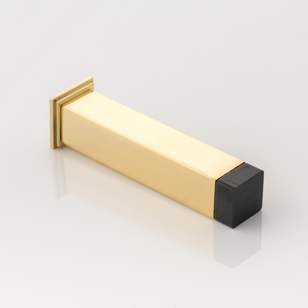 Cube solid brass wall-mounted door stopper with decorative stepped plate