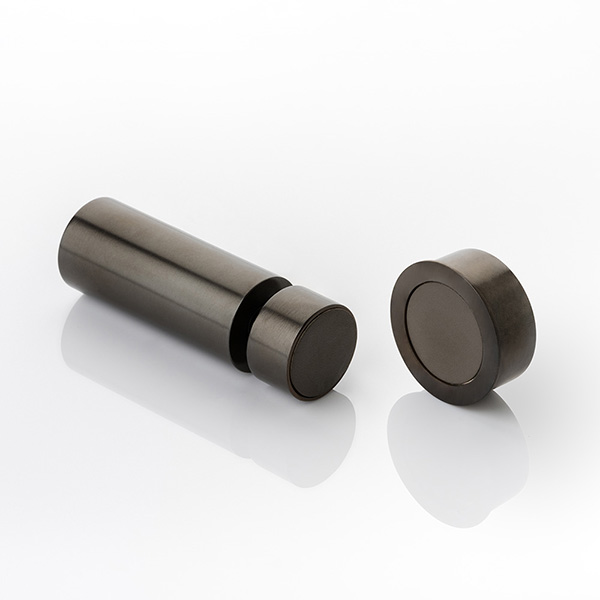 Solid brass wall-mounted magnetic door stop with leather