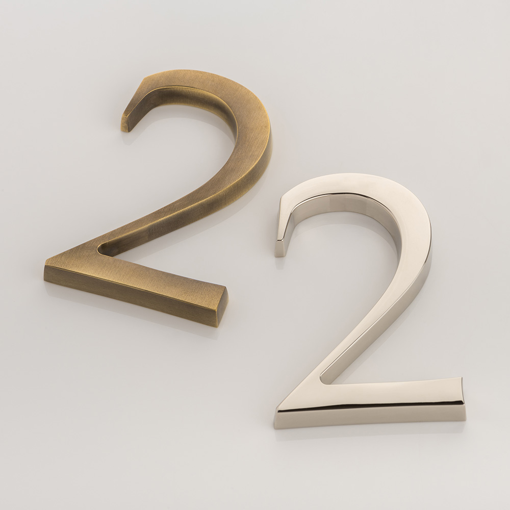 Solid brass numeral (2)