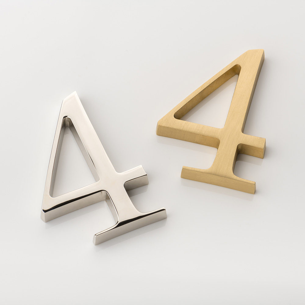 Solid brass numeral (4)