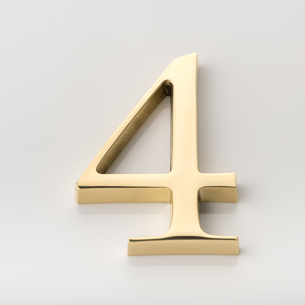 Solid brass numeral (4)