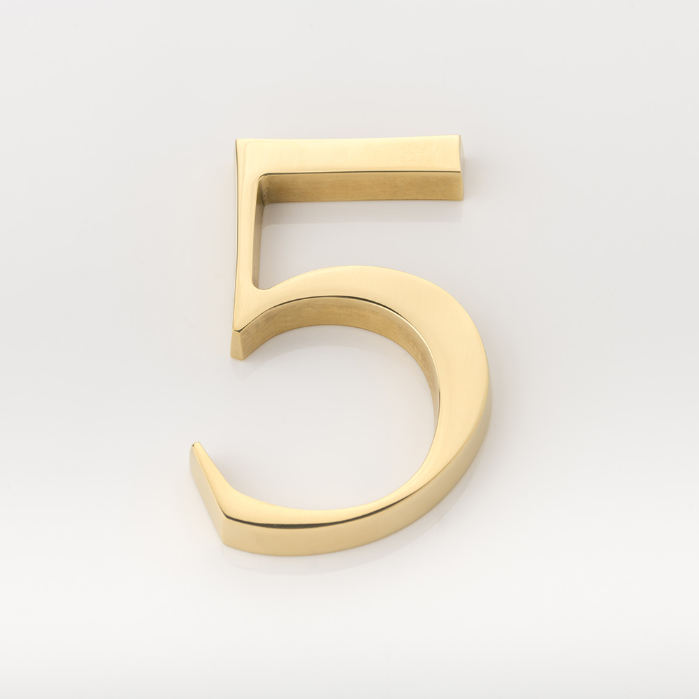 Solid brass numeral (5)
