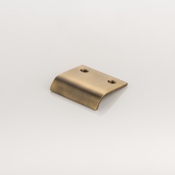 Curved solid brass small edge pull handle
