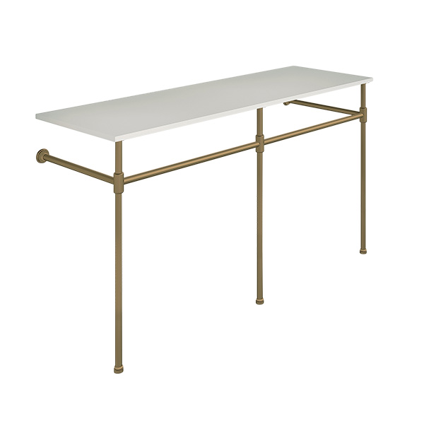 Contemporary 3 leg double basin stand for benchtop. Stepped feet. W1500 x D540 x H880