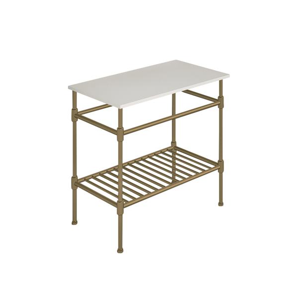 Contemporary 4 leg freestanding basin stand for benchtop. Stepped feet & shelf. W750 x D480 x H880