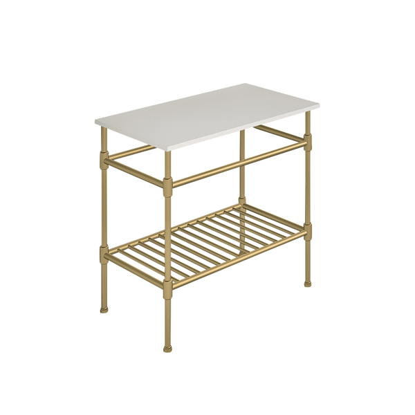 Contemporary 4 leg freestanding basin stand for benchtop. Stepped feet & shelf. W750 x D480 x H880